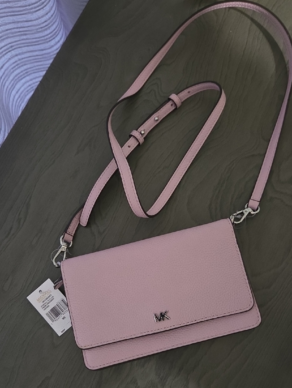 Michael Kors Pink Pebble Leather Crossbody Wallet